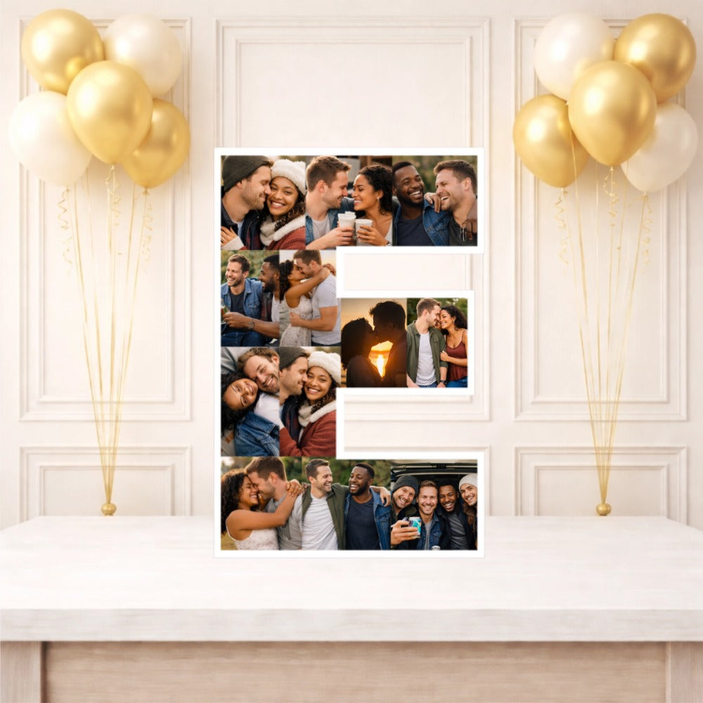 Personalised Letter E Photo Collage Board