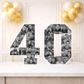 Personalised 40th Birthday Photo Collage Board (Black and White)