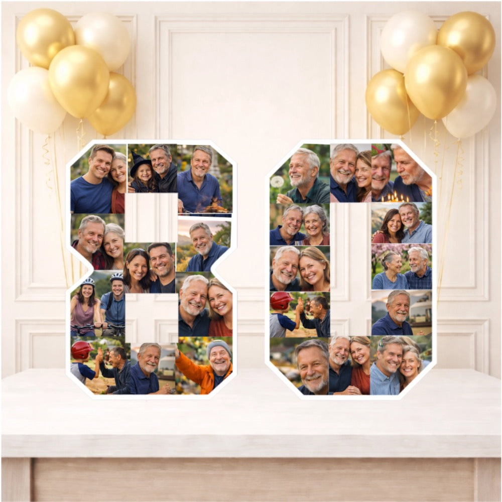 Personalised 80th Birthday Photo Collage Board