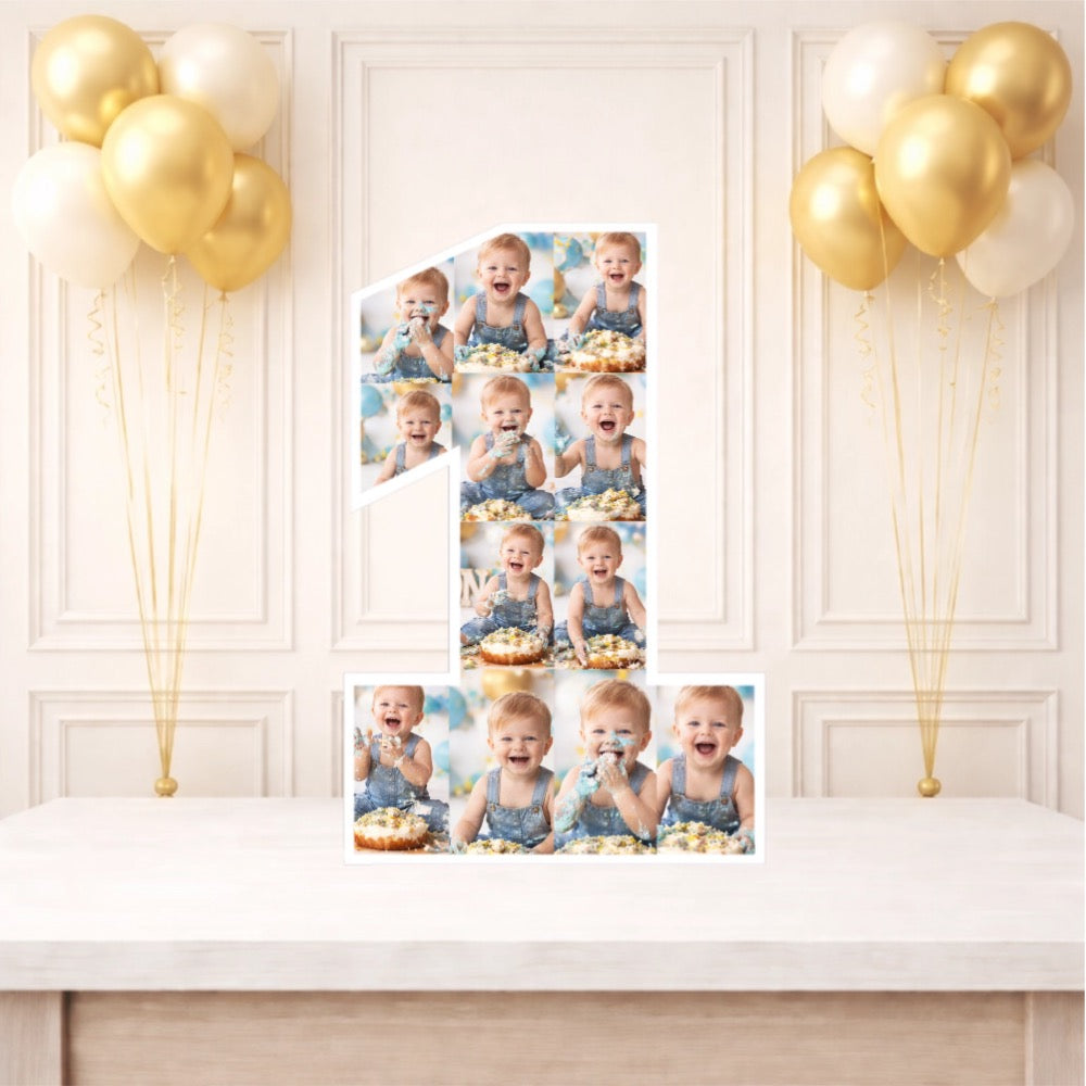 Personalised 1st Birthday Photo Collage Board- 12 Photos